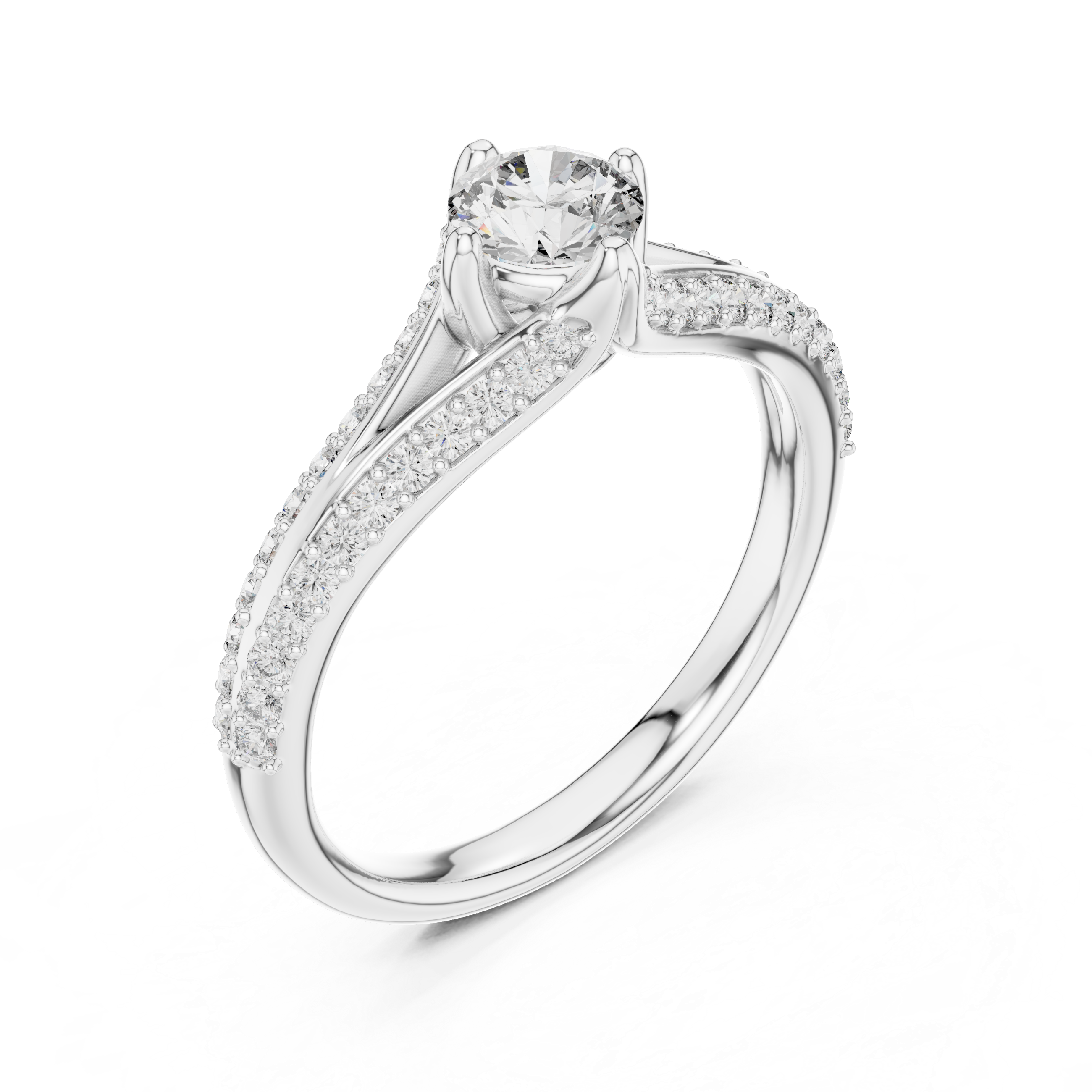 Aurora Split-Shank Solitaire Ring – 925 Silver (CZ)