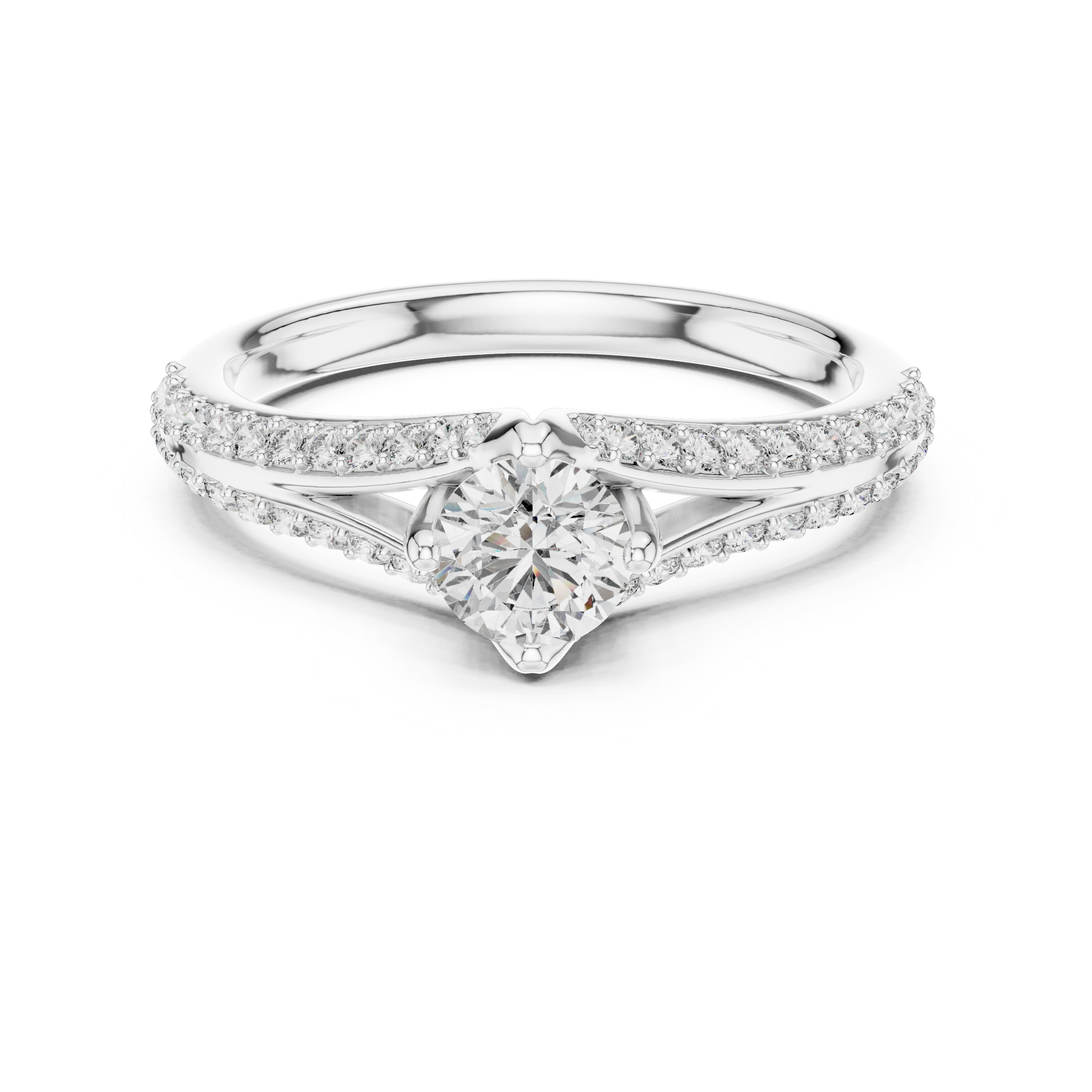Aurora Split-Shank Solitaire Ring – 925 Silver (CZ)