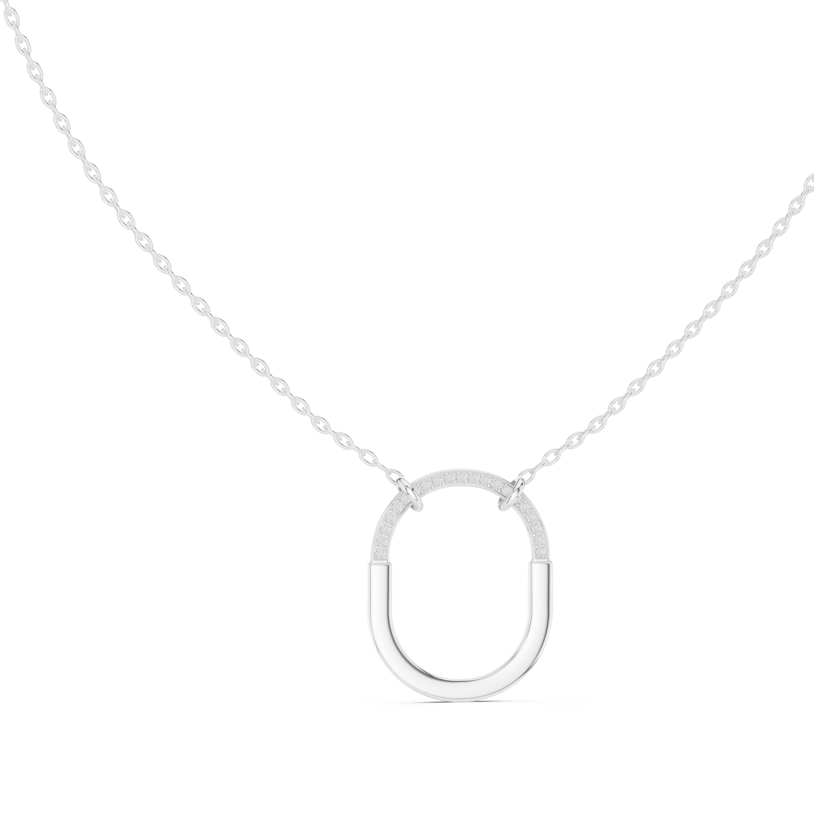 Halo U-Loop Pendant Necklace – 925 Silver