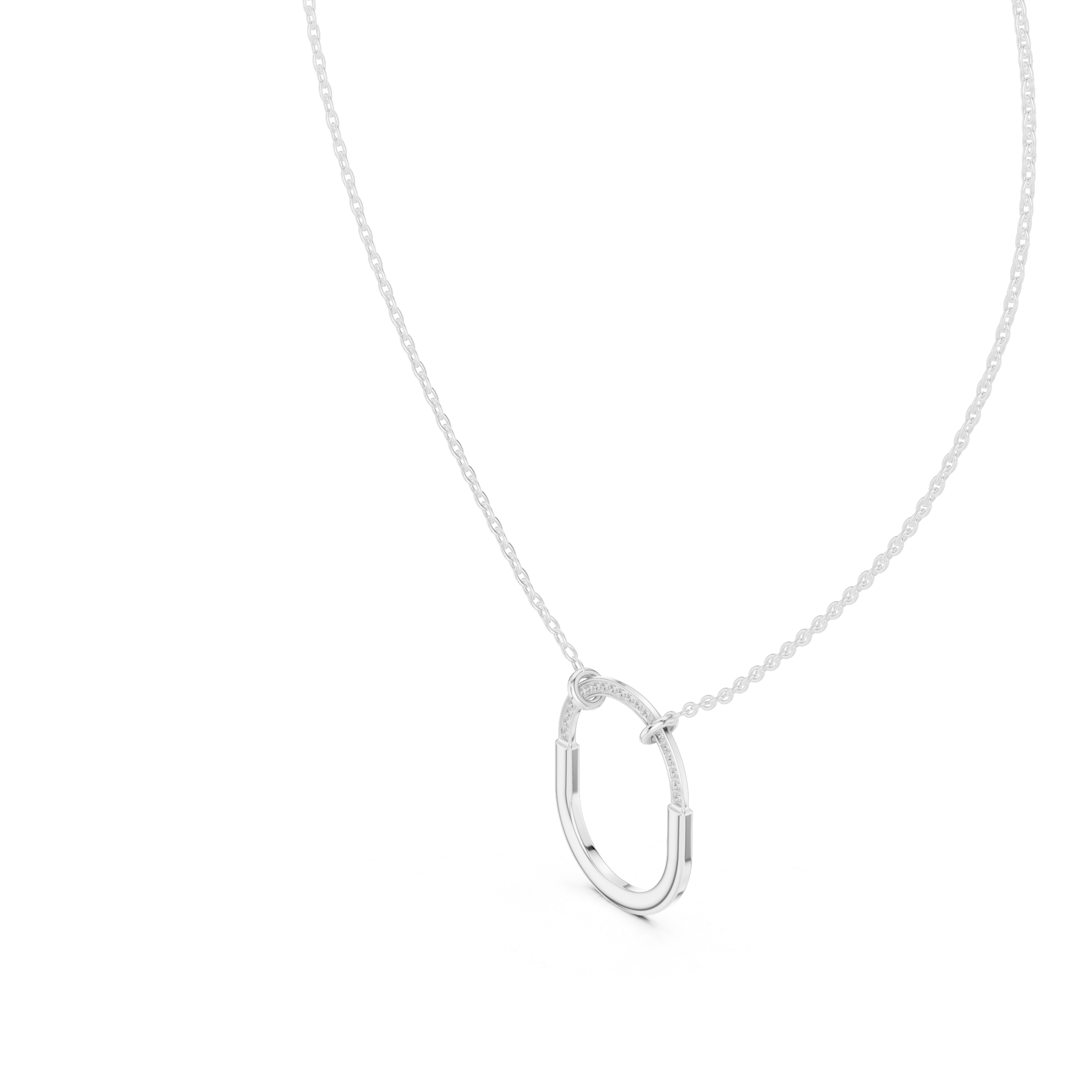 Halo U-Loop Pendant Necklace – 925 Silver