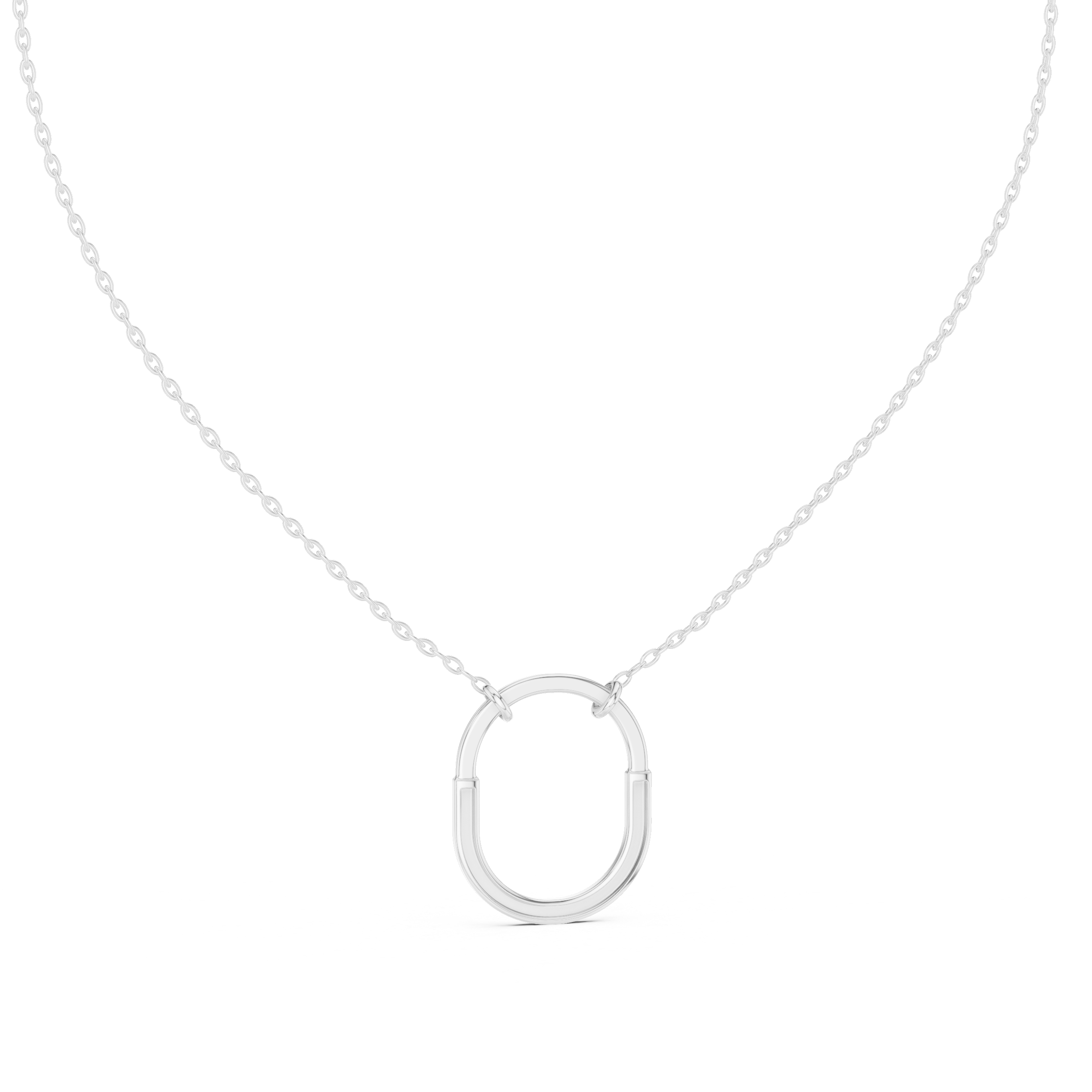Halo U-Loop Pendant Necklace – 925 Silver