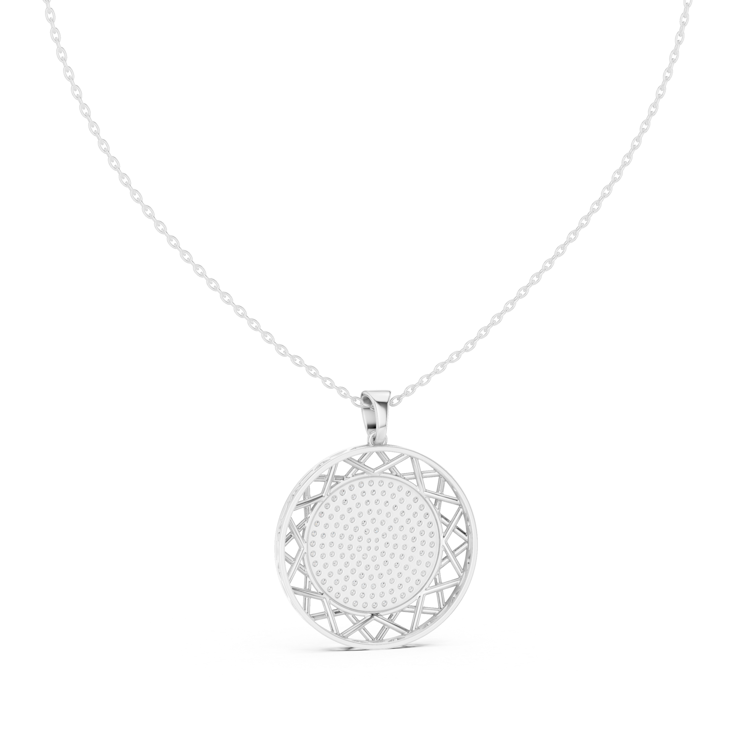 Solstice Lattice Medallion Necklace – 925 Silver (CZ)