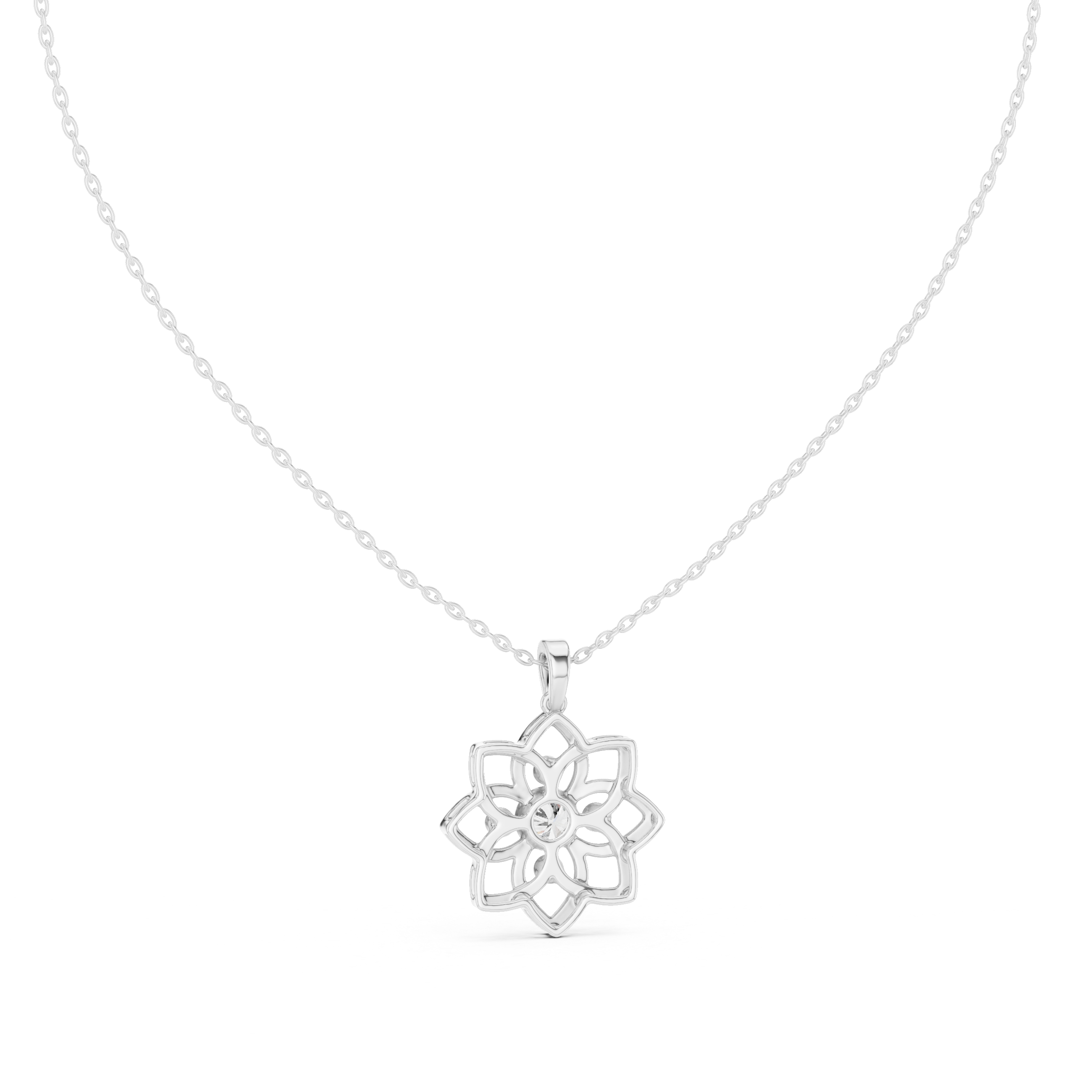 Bloom Petal Pendant Necklace – 925 Silver (CZ)