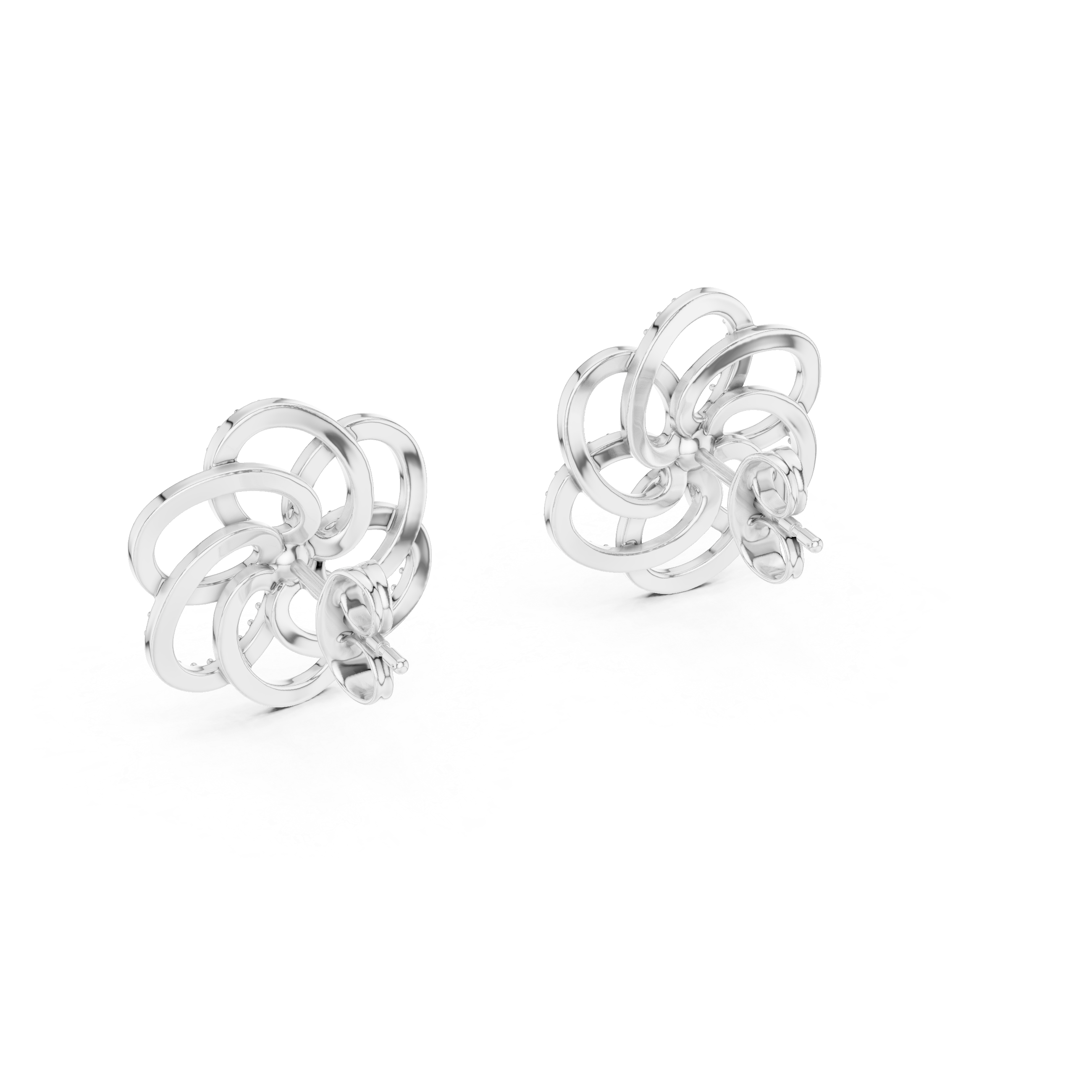 Petals Loop Stud Earrings – 925 Silver