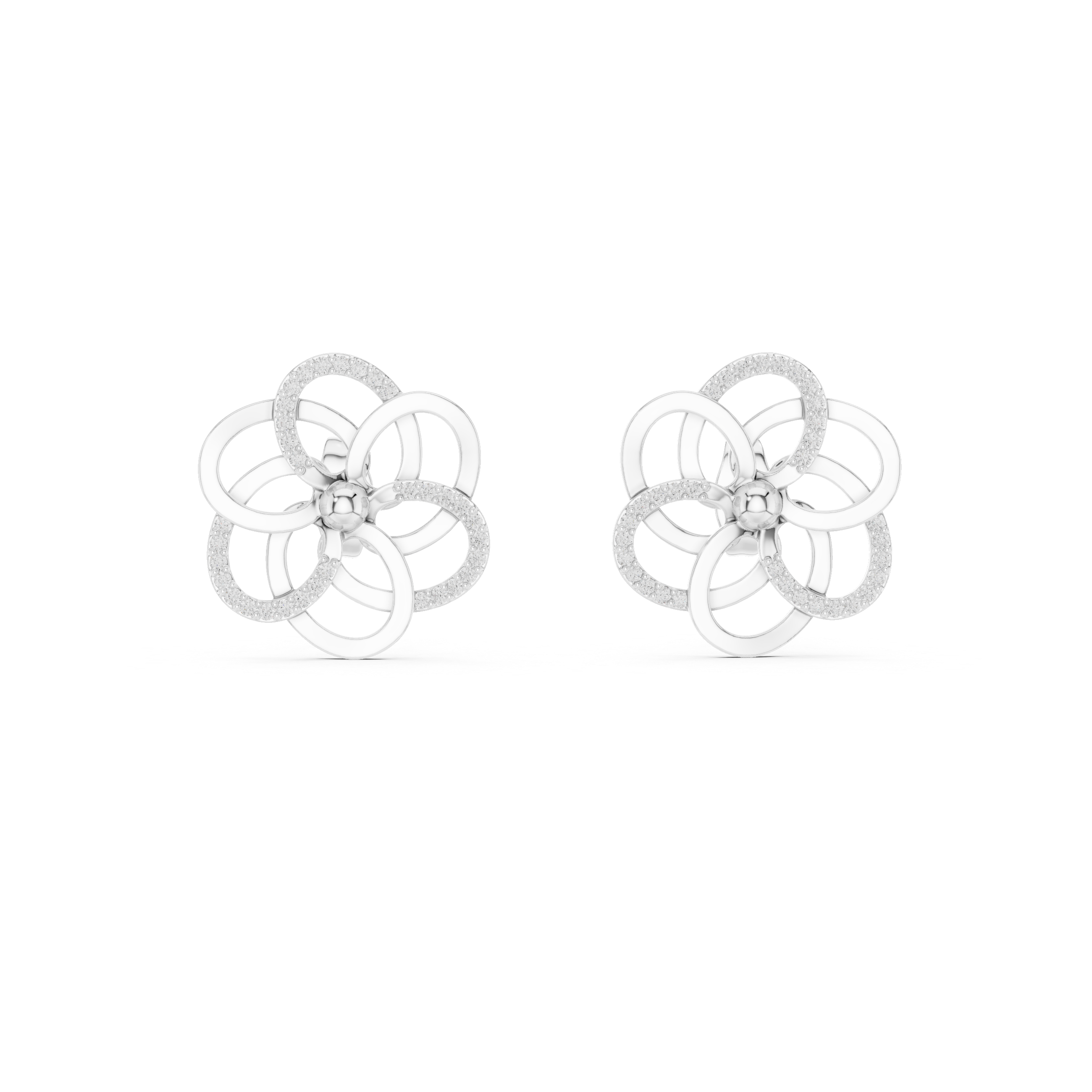 Petals Loop Stud Earrings – 925 Silver