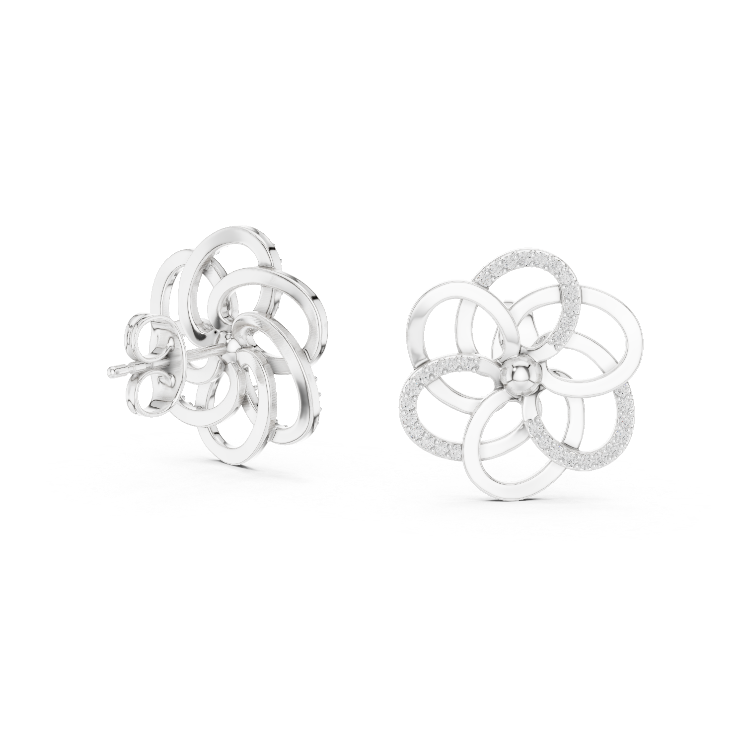 Petals Loop Stud Earrings – 925 Silver