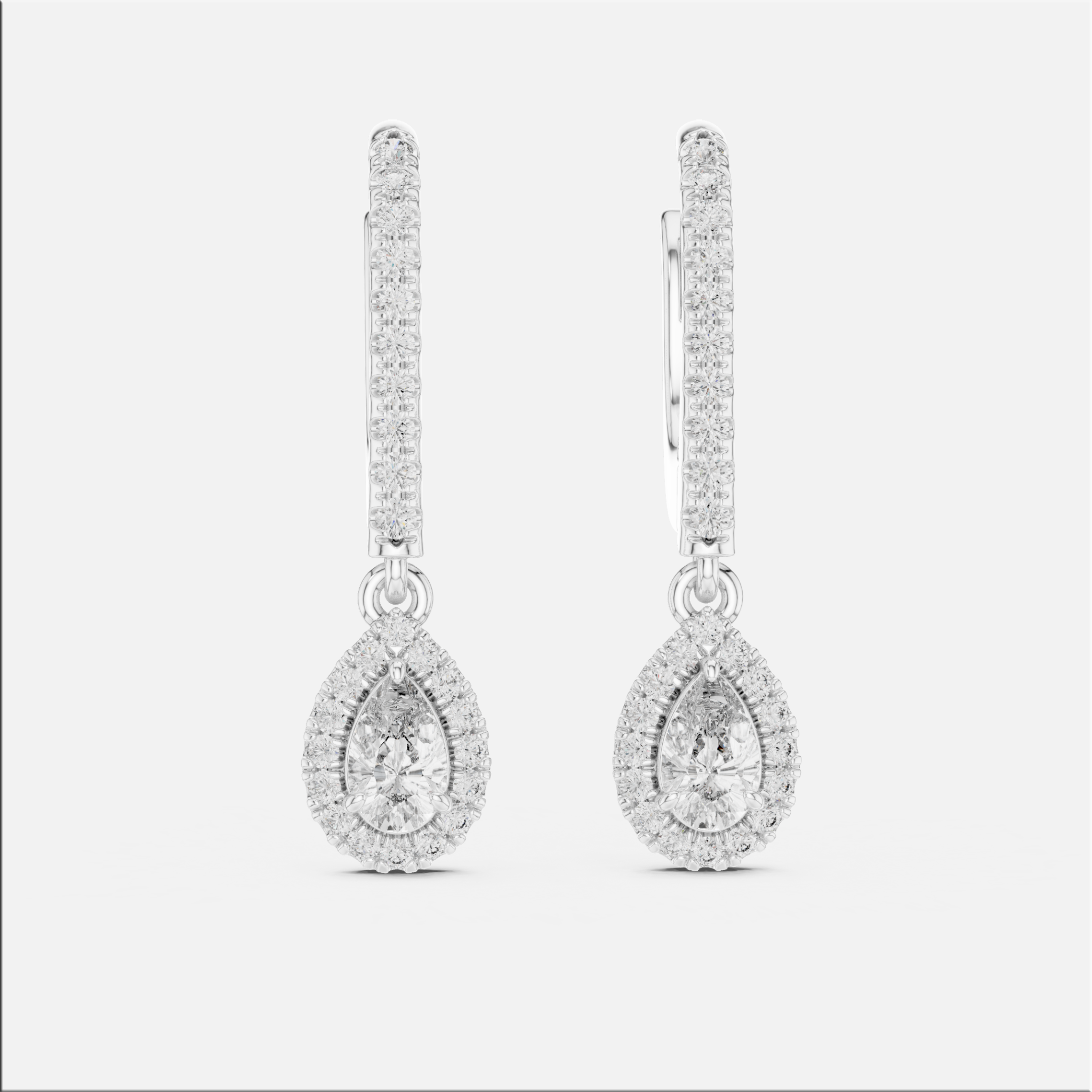 Elara Pear Halo Drop Earrings (S925)
