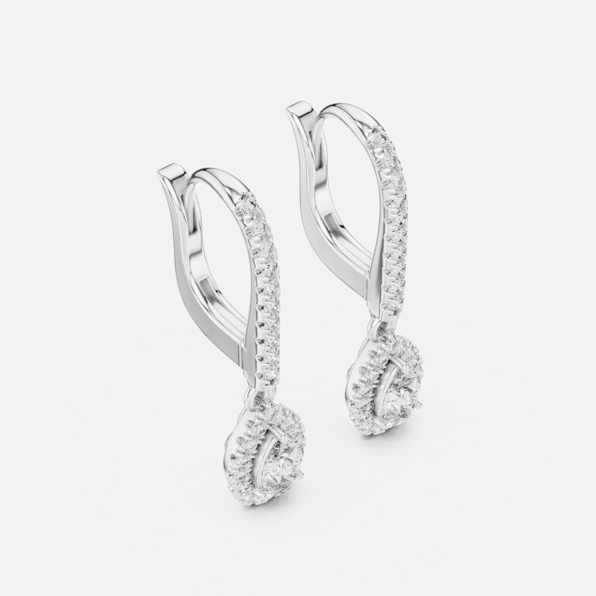 Elara Pear Halo Drop Earrings (S925)
