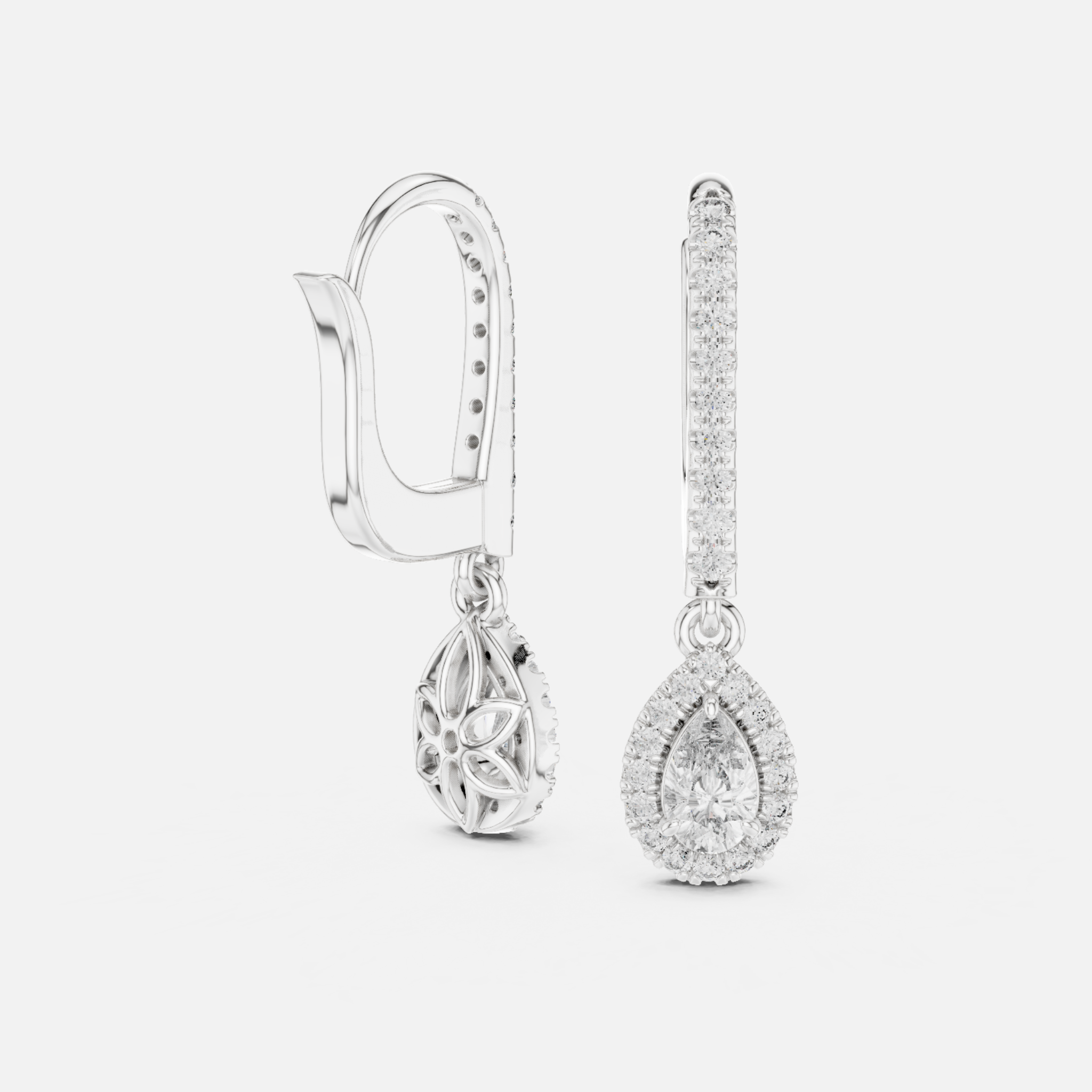 Elara Pear Halo Drop Earrings (S925)