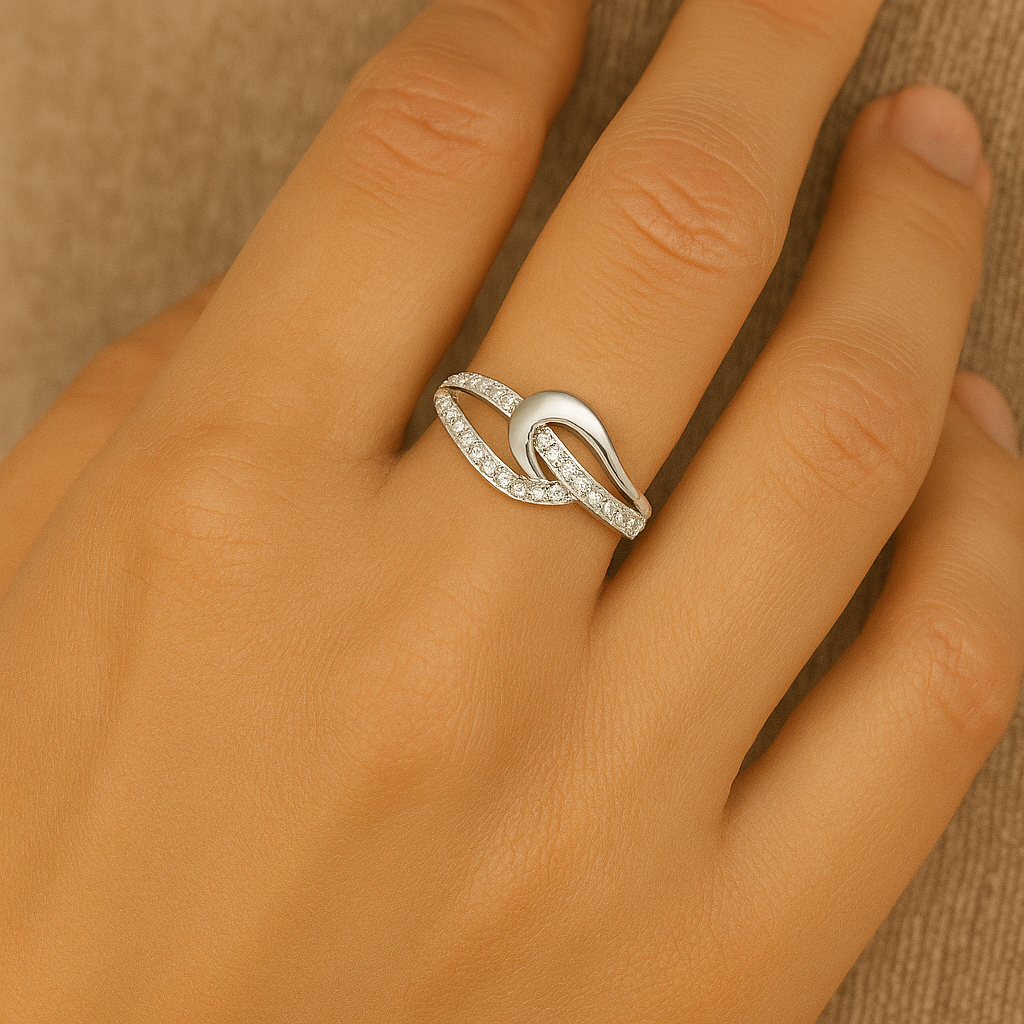 Wave Pavé Cubic Zirconia Ring