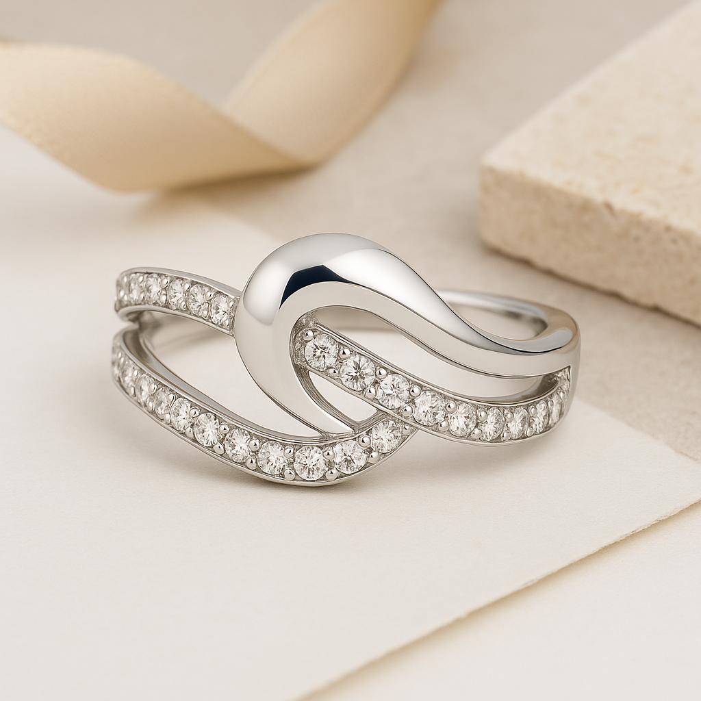 Wave Pavé Cubic Zirconia Ring