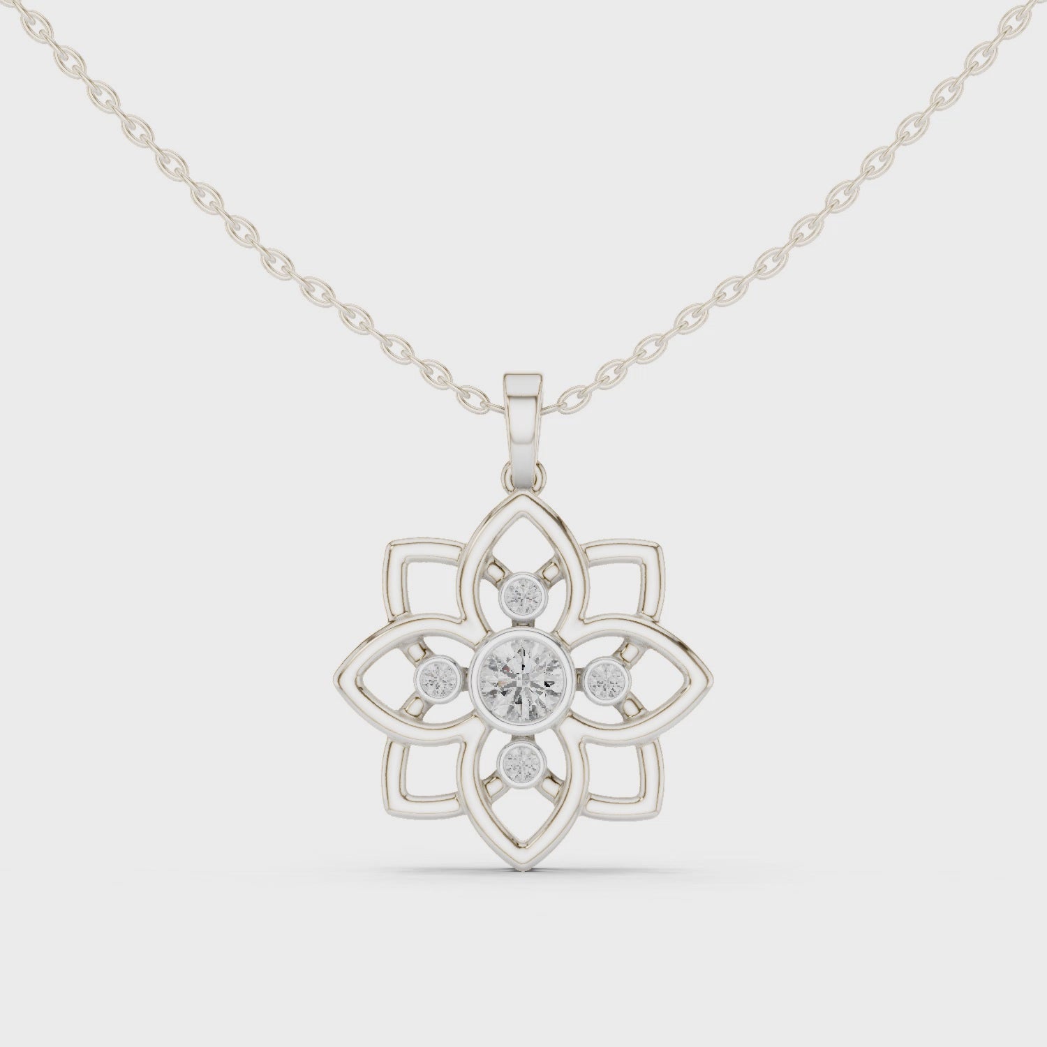 Bloom Petal Pendant Necklace – 925 Silver (CZ)