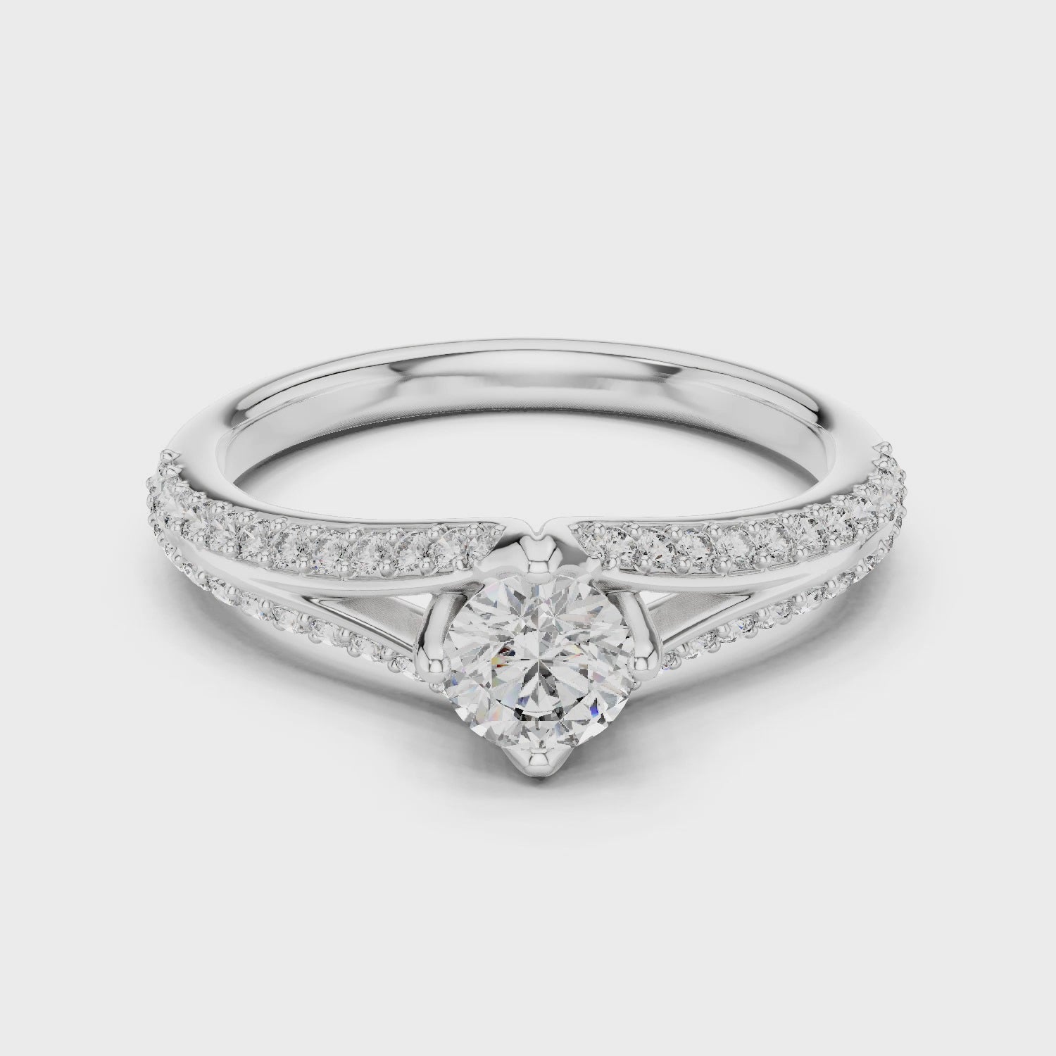 Aurora Split-Shank Solitaire Ring – 925 Silver (CZ)